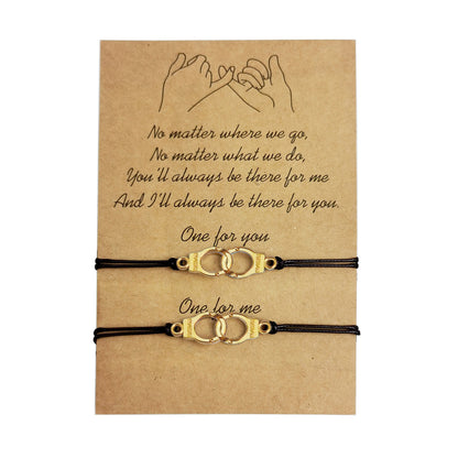 Heart-shaped Sunflower Wax Line Hand-woven Couple Friendship Card Bracelet