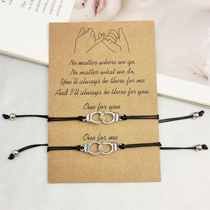 Heart-shaped Sunflower Wax Line Hand-woven Couple Friendship Card Bracelet