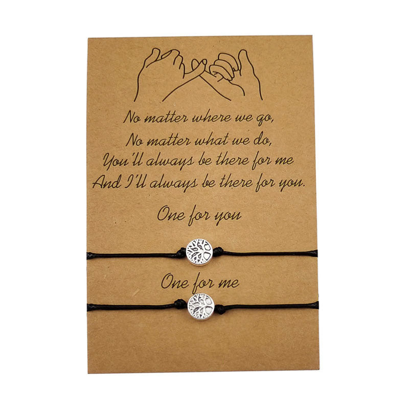 Heart-shaped Sunflower Wax Line Hand-woven Couple Friendship Card Bracelet