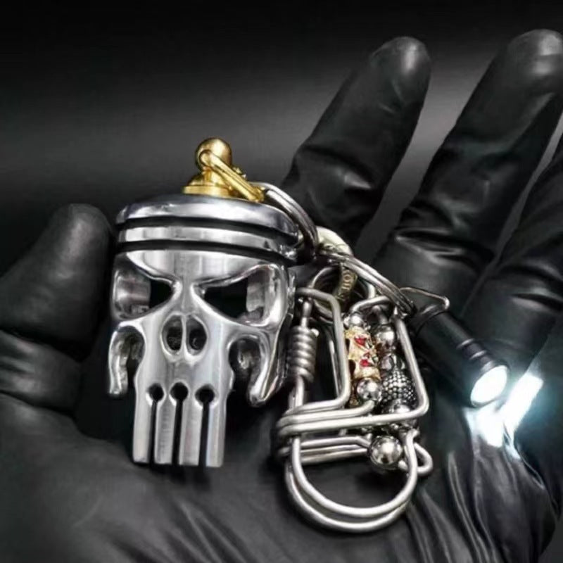 SkullPiston – Unieke Schedel Sleutelhanger met Pistonstijl en