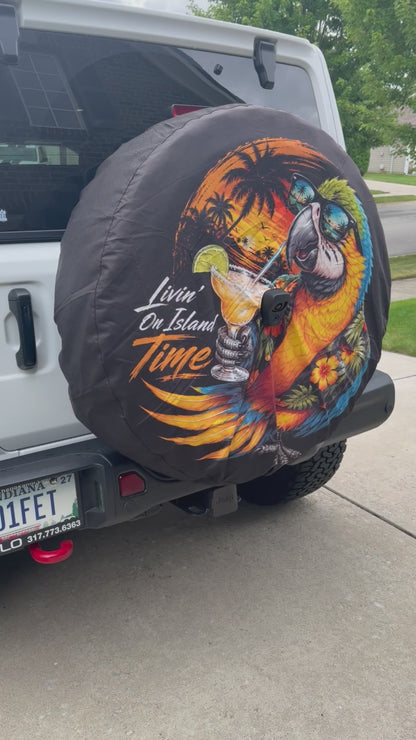 Living on Island Time - Parrot Spare Tire Cover - With Camera Hole