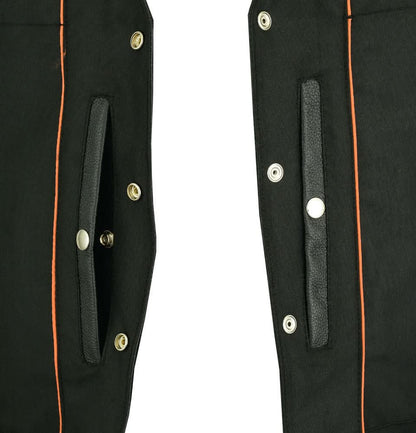 Men's Milled Single Back Panel Leather  Vest - Black
