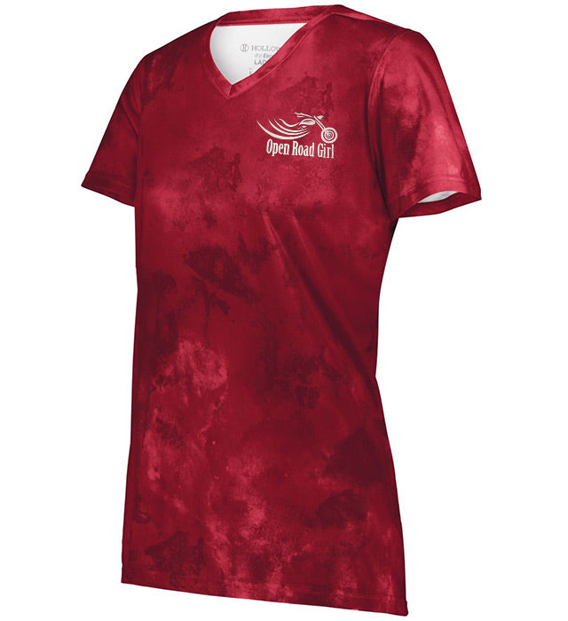 Open Road Girl Cloud Print Vneck Short Sleeve Tee, 4 COLORS    qykyai-sq.myshopify.com