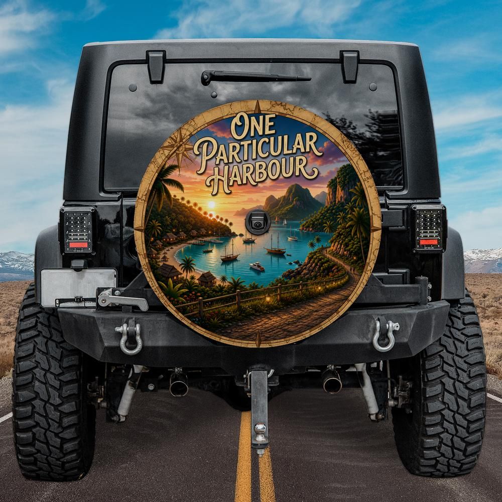 One Particular Harbour Tropical Paradise Spare Tire Cover with Camera Hole