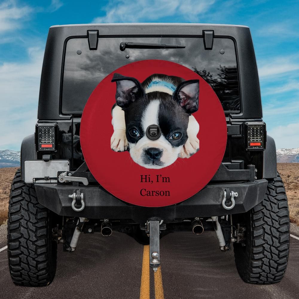 Custom Pet Portrait Spare Tire Cover with Camera Hole V2