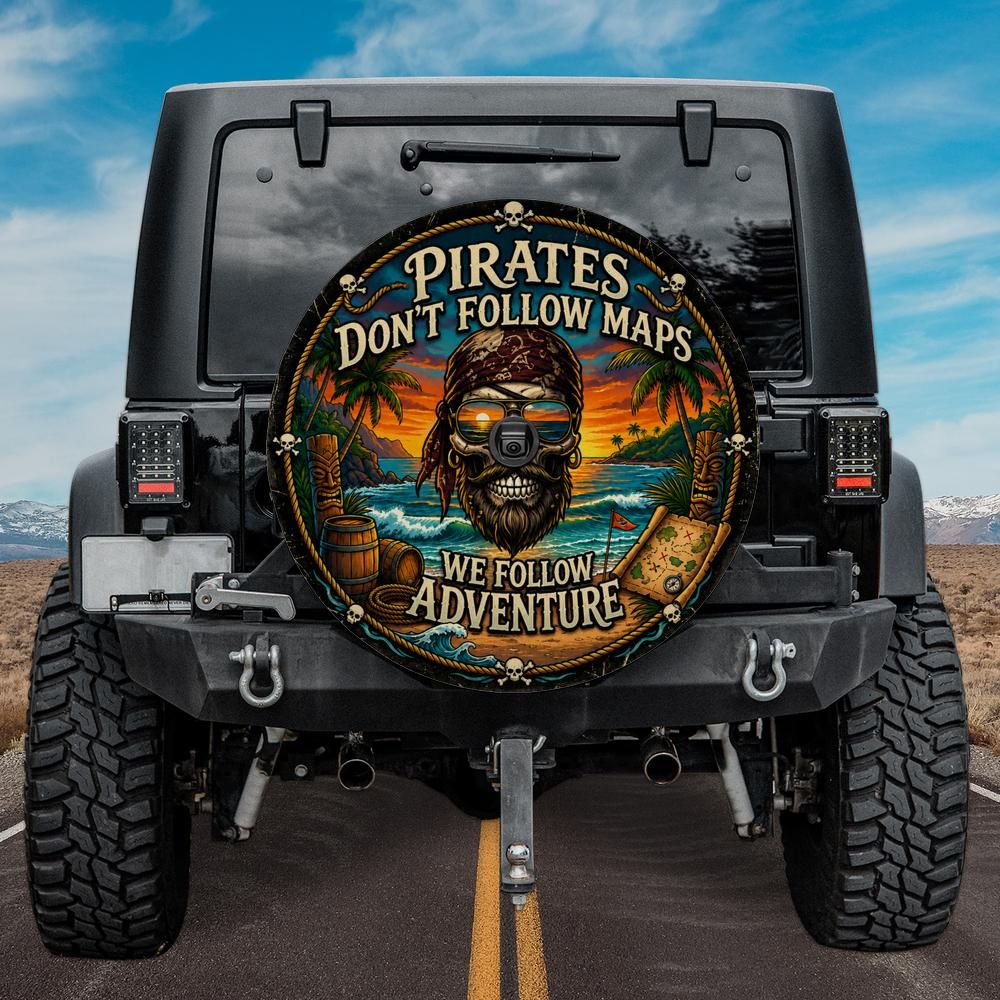Pirates Don't Follow Maps Spare Tire Cover with Camera Hole