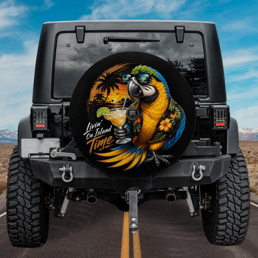 Living on Island Time - Parrot Spare Tire Cover - With Camera Hole