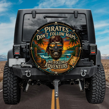 Pirates Don't Follow Maps Spare Tire Cover with Camera Hole