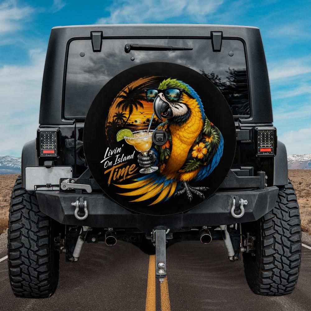 Living on Island Time - Parrot Spare Tire Cover